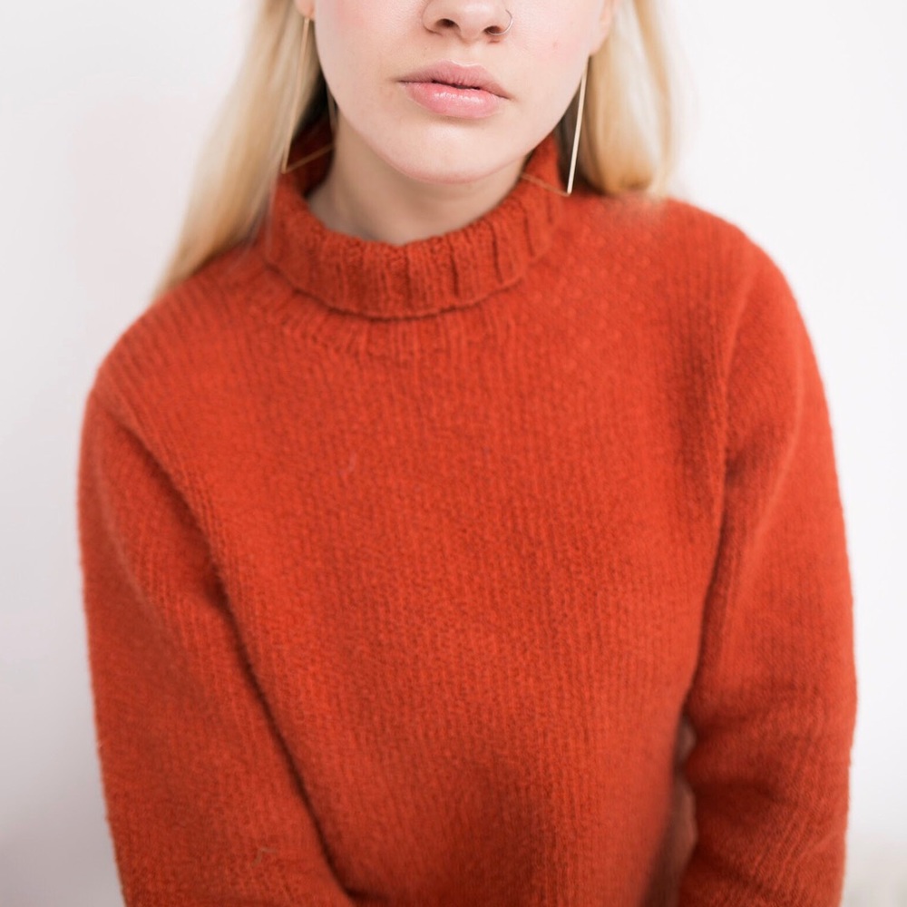Deep Orange Vintage Turtleneck Sweater
